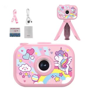 Pembe Çocuk Dijital Fotoğraf Makinesi Ayaklı Mini Çocuk Kamerası