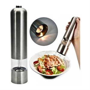 Pilli Işıklı Baharat Öğütücü Değirmen Tuz Karabiber Öğütücü Baharatlık