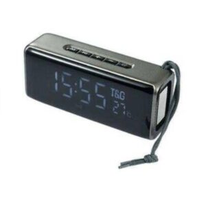 Gri TG 174 Dijital Göstergeli Speaker Alarmlı Bluetooth Hoparlör Masa Saati